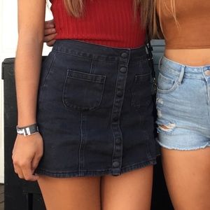 Brandy Melville Snap Button Front Denim Mini Skirt